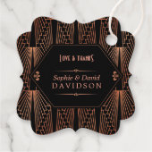 Roaring 20er große Gatsby Copper Art Deco Hochzeit Geschenkanhänger (Rückseite)