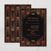 Roaring 20er große Gatsby Copper Art Deco Hochzeit RSVP Karte (Vorne/Hinten)