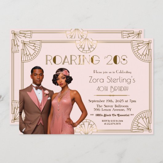 Roaring 20er Jahre Afrikanischer amerikanischer Ho Einladung (Vorne/Hinten)