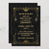 Roaring 20er Jahre Art Deco Engagement Party Einladung (Vorne/Hinten)