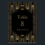 Roaring 20er Jahre Great Gatsby Art Deco TISCHNUMM Tischnummer<br><div class="desc">Gatsby Vintag Art Deco Tischnummer Kartendesign. Das inspirierte Design der 20er Jahre ist in Schwarz und Gold gehalten und weist einen schönen geometrischen Stil des Art Déco auf. Verwenden Sie das Tool Anpassen,  um Ihre Informationen hinzuzufügen. Sehen Sie auch meine Vintage Art Deco Wedding Collection von Great Gatsby.</div>