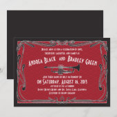 Roaring 20er Jahre Trumpet Red Wedding Einladung (Vorne/Hinten)