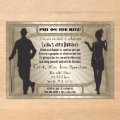 Roaring 20er Kunst Deko Flapper Girl and Gangster Acryleinladungen (Vorderseite)