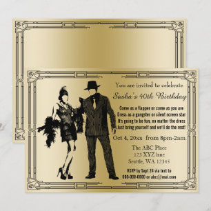 Roaring 20er Kunst Deko Flapper Girl and Gangster Einladung