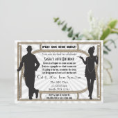 Roaring 20er Kunst Deko Flapper Girl and Gangster Einladung (Stehend Vorderseite)