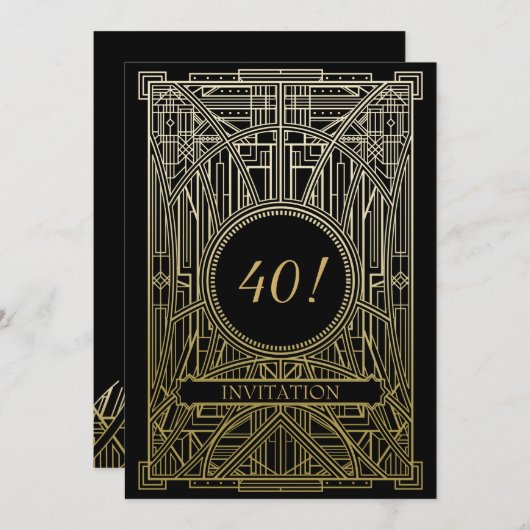 Roaring 20er Kunst großartig Einladung (Vorne/Hinten)