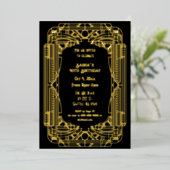 Roaring 20er Kunst große Gatsby Art Deco Geburtsta Folieneinladung (Stehend vorne)