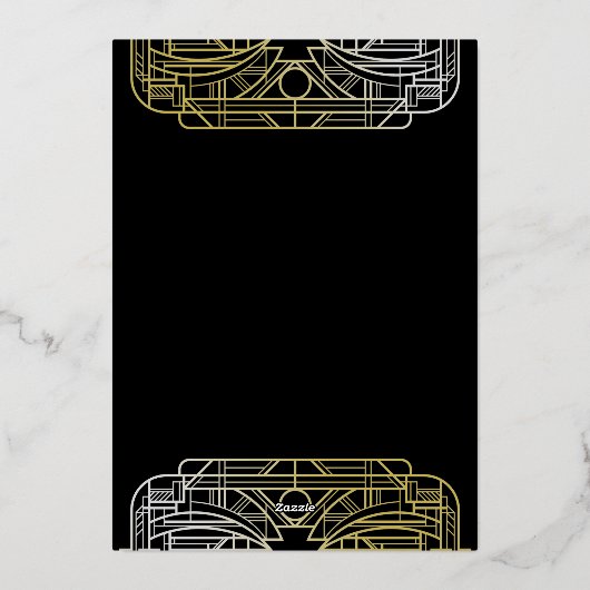 Roaring 20er Kunst große Gatsby Art Deco Geburtsta Folieneinladung (Rückseite)