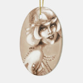 Roaring-20er-Mädchen-Sepia Keramik Ornament (Links)
