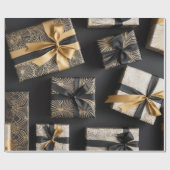 Roaring '20er, mit Kunst Deko Muster Gold Geschenkpapier (Flach)