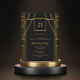 Roaring 20's 21. Geburtstag schwarzen Gold Einladu Postkarte