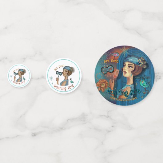 Roaring 20's Art Deco Blue Konfetti (Vorderseiten)