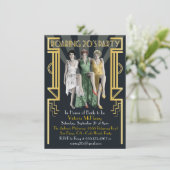 Roaring 20's Art Deco Flapper Party Einladung (Stehend Vorderseite)