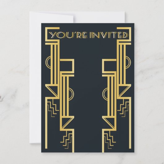 Roaring 20's Art Deco Flapper Party Einladung (Rückseite)