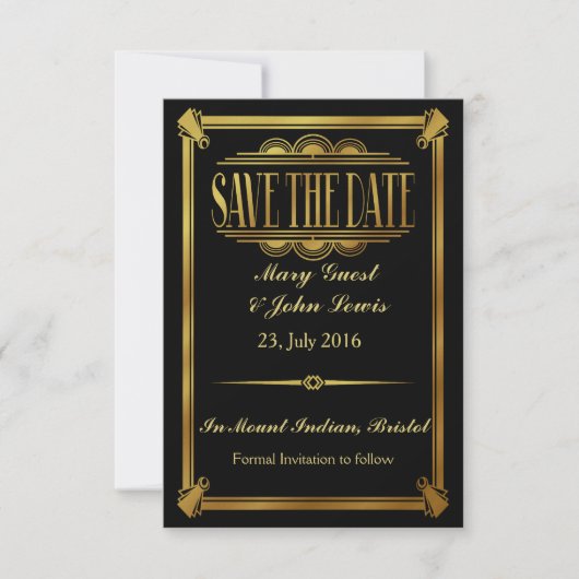 Roaring 20's Art Deco Gatsby Save the Date (Vorderseite)