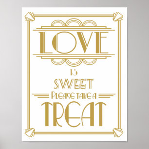 Roaring 20's Art Deco Liebe ist süß Print Poster