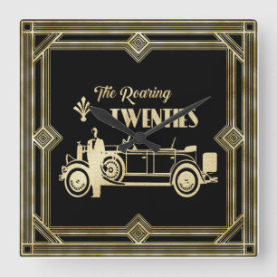 Roaring 20's art Deko 1920 Quadratische Wanduhr