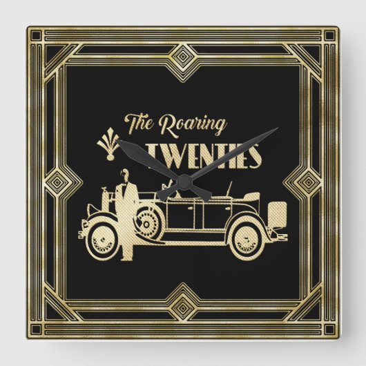 Roaring 20's art Deko 1920 Quadratische Wanduhr (Vorderseite)