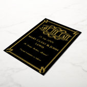 Roaring 20's Black and Gold Art Deco Save the Date Folieneinladung (Gedreht)