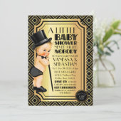 Roaring 20s Black and Gold Little Gentleman Einladung (Stehend Vorderseite)