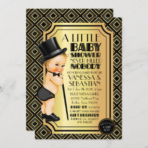 Roaring 20s Black and Gold Little Gentleman Einladung