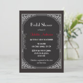 Roaring 20s Black - Bridal Dusche Einladung (Stehend Vorderseite)
