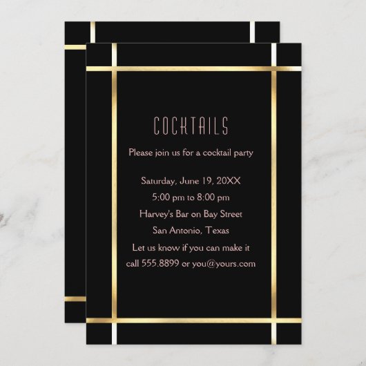 Roaring 20's Dancing Couple Cocktail Party Einladung (Vorne/Hinten)