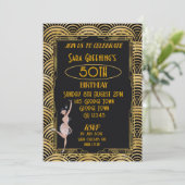 Roaring 20's Flapper 200 Gatsby Art Deco Einladung (Stehend Vorderseite)