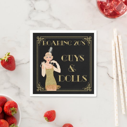 Roaring 20's Flapper Black & Gold Serviette (Beispiel)