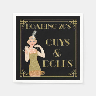 Roaring 20's Flapper Black & Gold Serviette