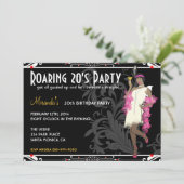 Roaring 20's Flapper Girl Retro Einladungen (Stehend Vorderseite)