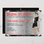 Roaring 20's Flapper Girl Retro Einladungen (Vorne/Hinten)