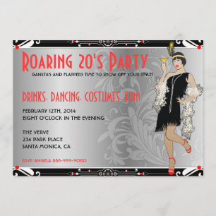Roaring 20's Flapper Girl Retro Einladungen