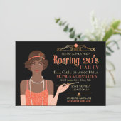 Roaring 20's Flapper Glitzer Retro Mandarine Schwa Einladung (Stehend Vorderseite)