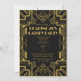 Roaring 20s Gatsby Party Birthday invitation
