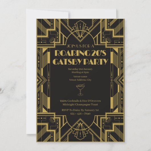 Roaring 20s Gatsby Party Birthday invitation (Vorderseite)
