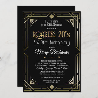 Roaring 20s Geburtstagseinladung Einladung