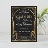 Roaring 20s Geburtstagseinladung Einladung (Stehend Vorderseite)