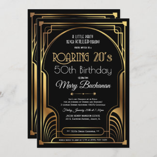 Roaring 20s Geburtstagseinladung Einladung