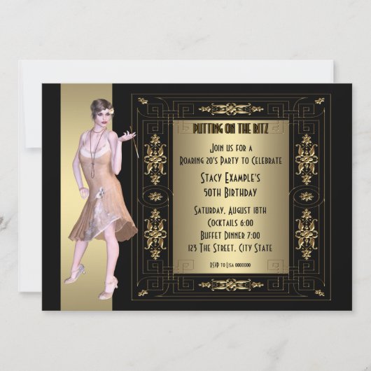 Roaring 20's Geburtstagsparty Einladung (Vorderseite)