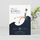 Roaring 20s Glas Chic Flapper Brautparty Einladung (Stehend Vorderseite)