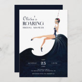 Roaring 20s Glas Chic Flapper Brautparty Einladung (Vorne/Hinten)