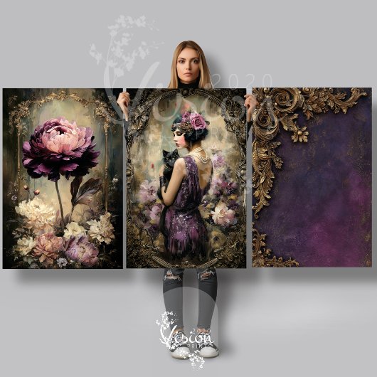 Roaring 20's Heavyweight Decoupage Paper SET Geschenkpapier Set