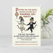Roaring 20s Jazz Age Party Invitation with Dancing Einladung (Stehend Vorderseite)