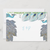 Roaring 20's Peacock Peacock Feathers Einladung (Rückseite)