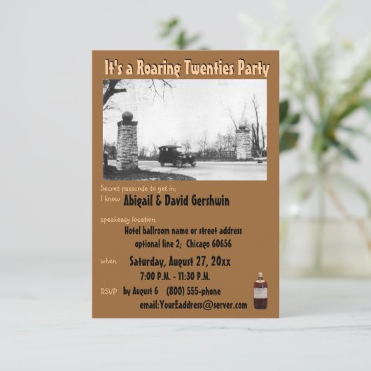 Roaring 20's Prohibition Theme Einladung (Stehend Vorderseite)