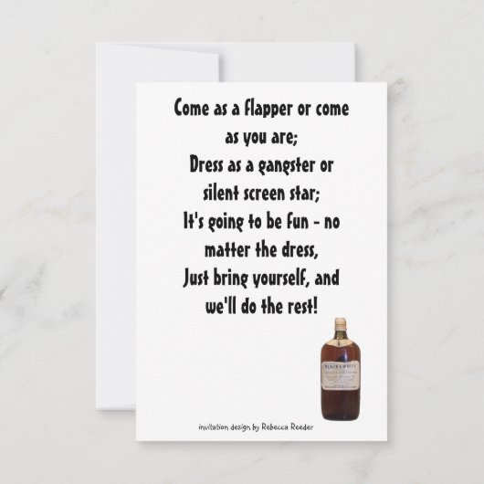 Roaring 20's Prohibition Theme Einladung (Rückseite)