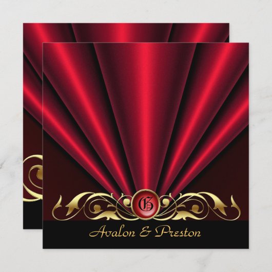 Roaring 20's Red Art Deco Bridal Dusche Einladung (Vorne/Hinten)