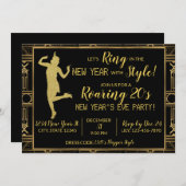 Roaring 20's Silvester-Party Einladung (Vorne/Hinten)