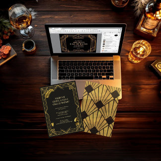 Roaring 20s Speakeasy-Party-Einladung im Art Deco- Einladung